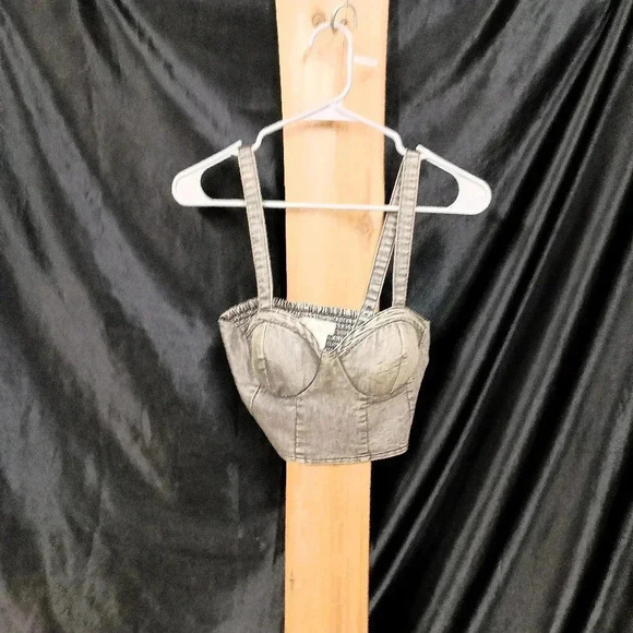 Stylish Denim Crop Top - Picture 1 of 9